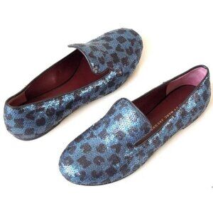 Marc by Marc Jacobs Navy Black Sequins Logo Loafer Flats Size 38/ US 8
